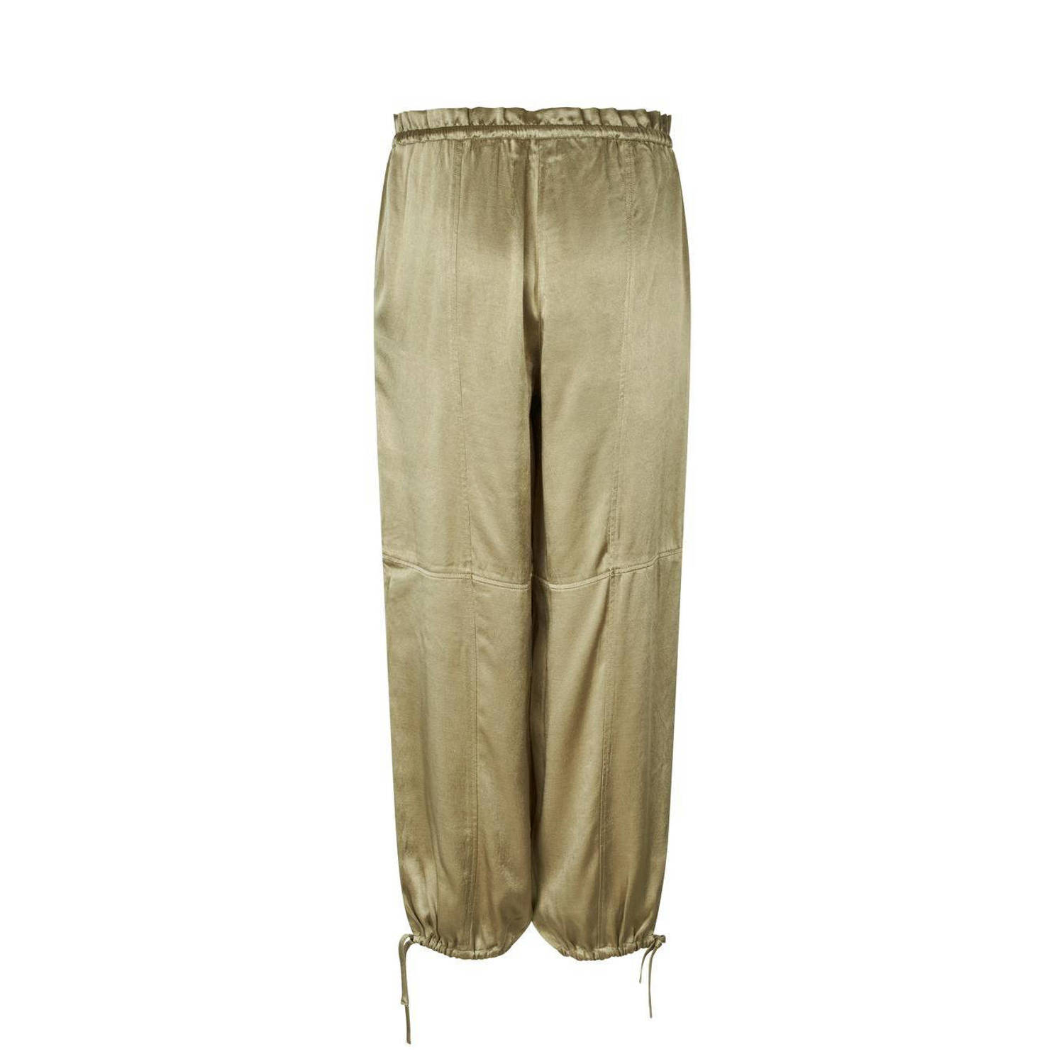 Modström wide leg regular waist broek kaki
