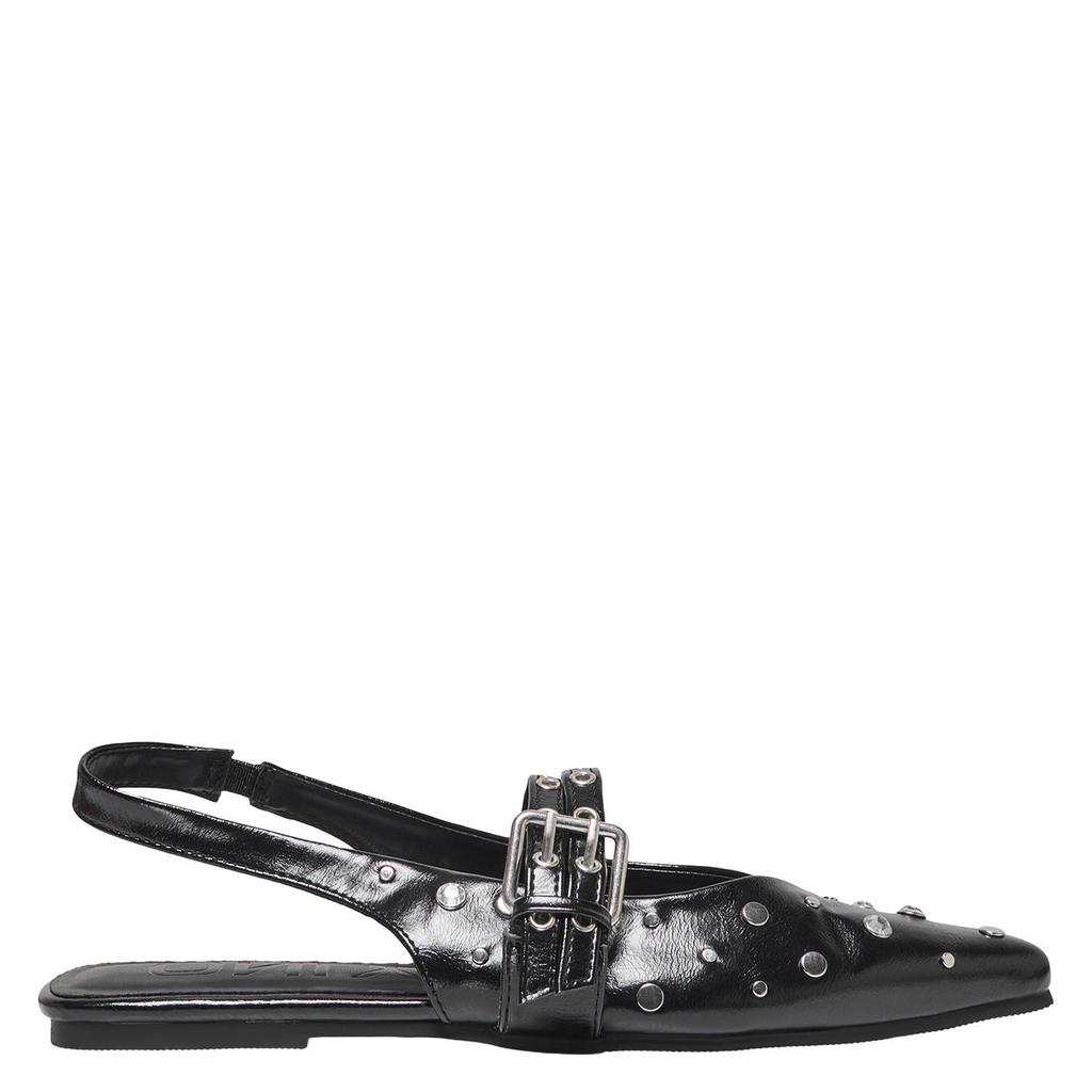 Zwarte dames ONLY ONLAURA-5 PU SLINGBACK BUCKLE BALLARINA lak slingback loafers van 100% polyurethaan met gesp