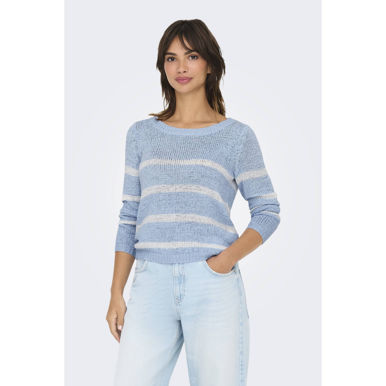 ONLY pullover lichtblauw grof gebreid