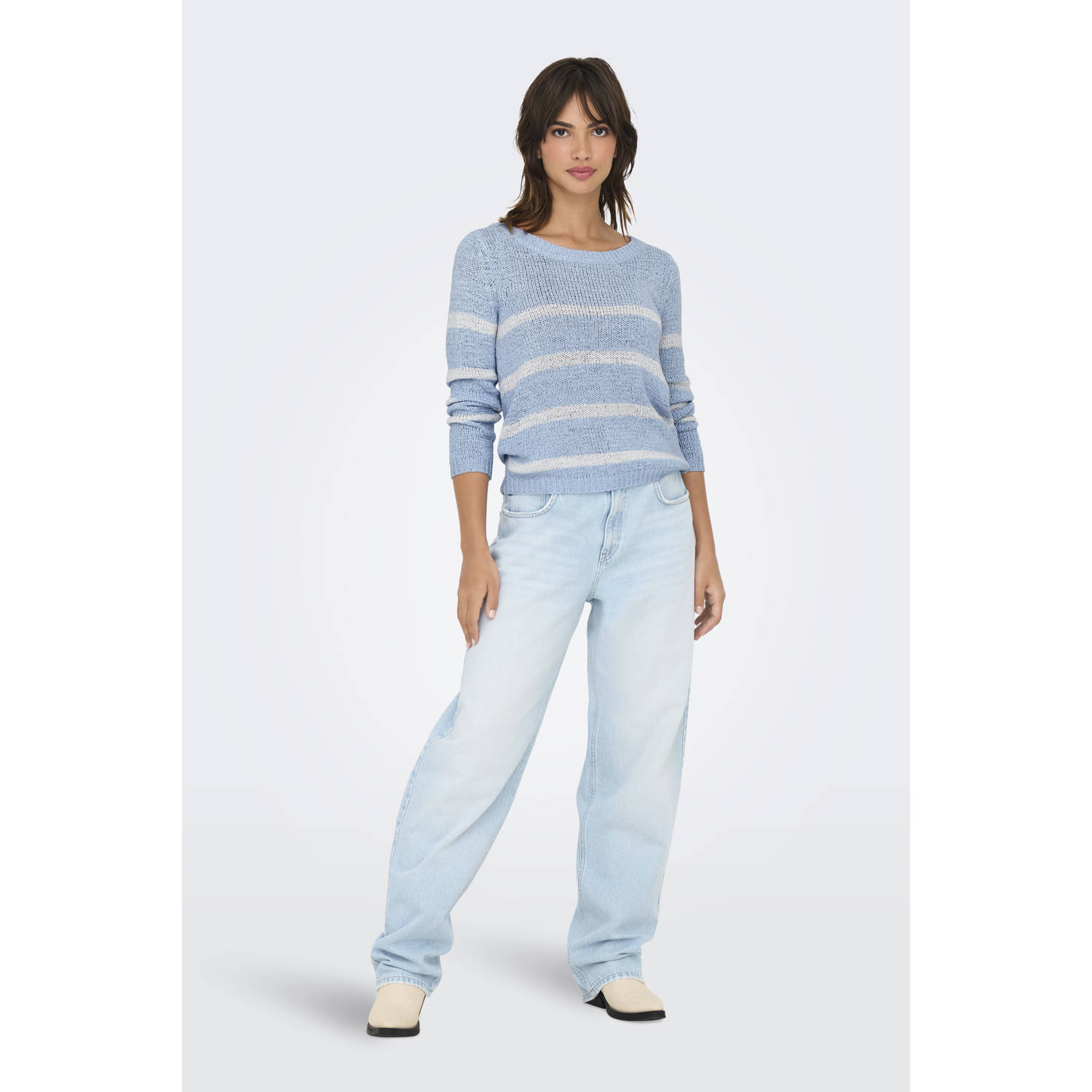 ONLY pullover lichtblauw grof gebreid