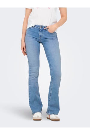 regular waist flared jeans light blue denim
