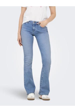 regular waist flared jeans light blue denim