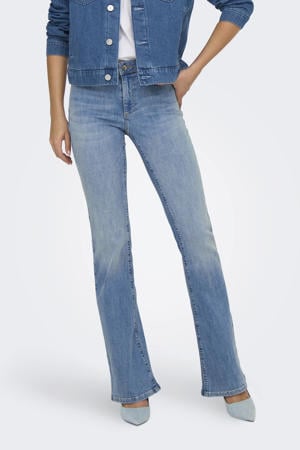 regular waist flared jeans light blue denim