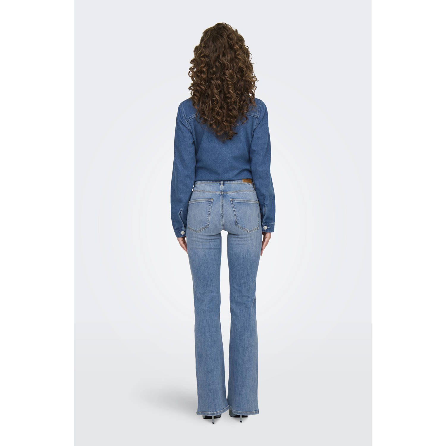 ONLY regular waist flared jeans light blue denim