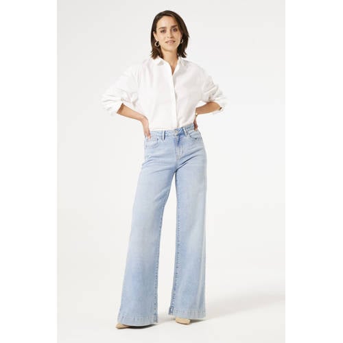 Garcia high waist wide leg jeans light blue denim afbeelding