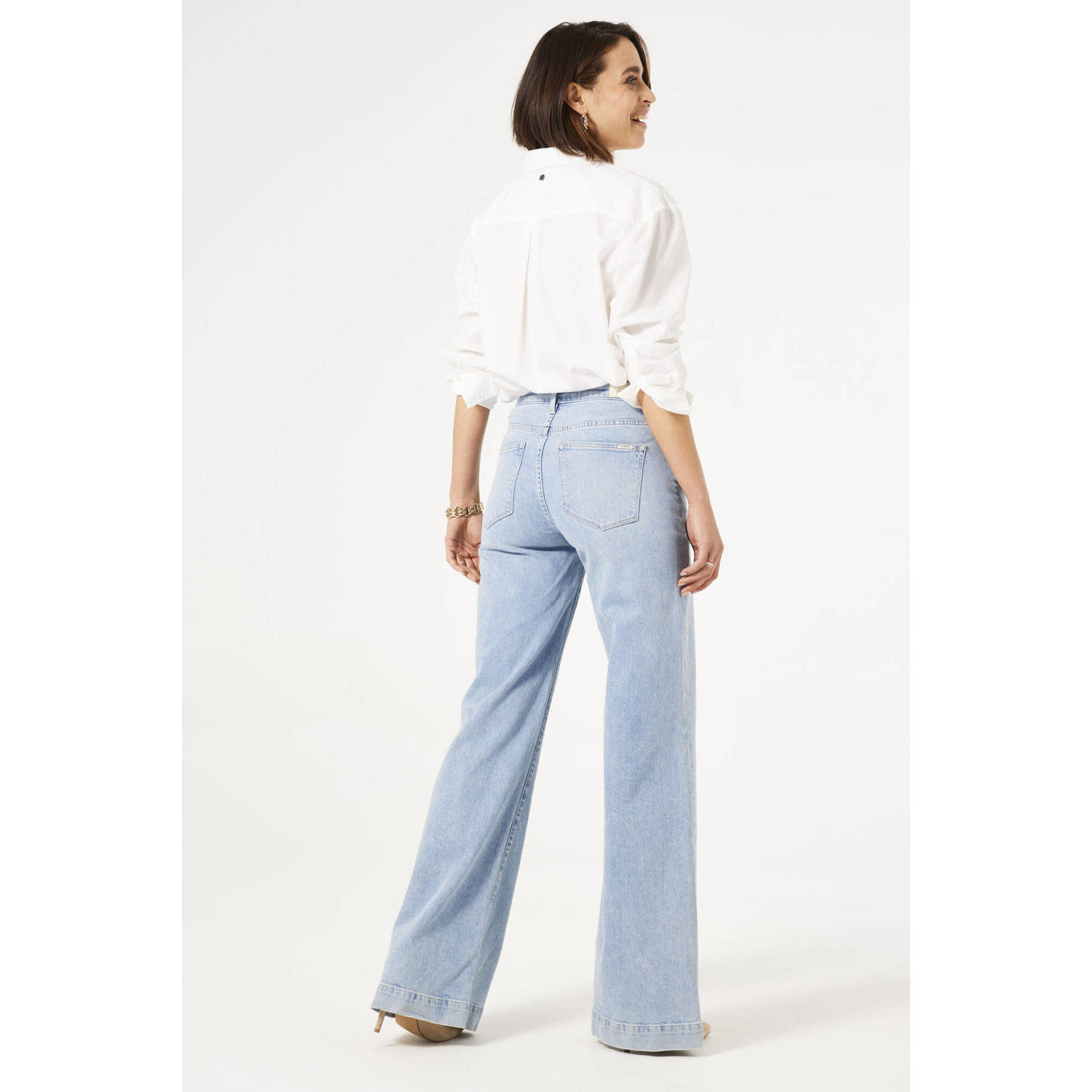 Garcia high waist wide leg jeans light blue denim