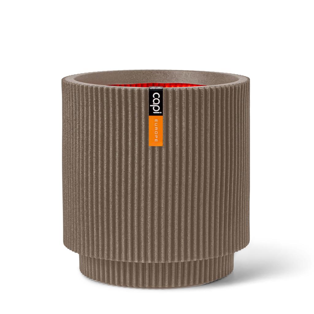 Capi vaas Groove cilinder (44x46 cm) warm taupe