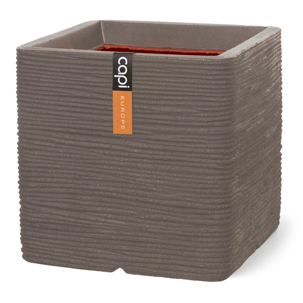 Capi pot Rib vierkant (30x30 cm) warm taupe