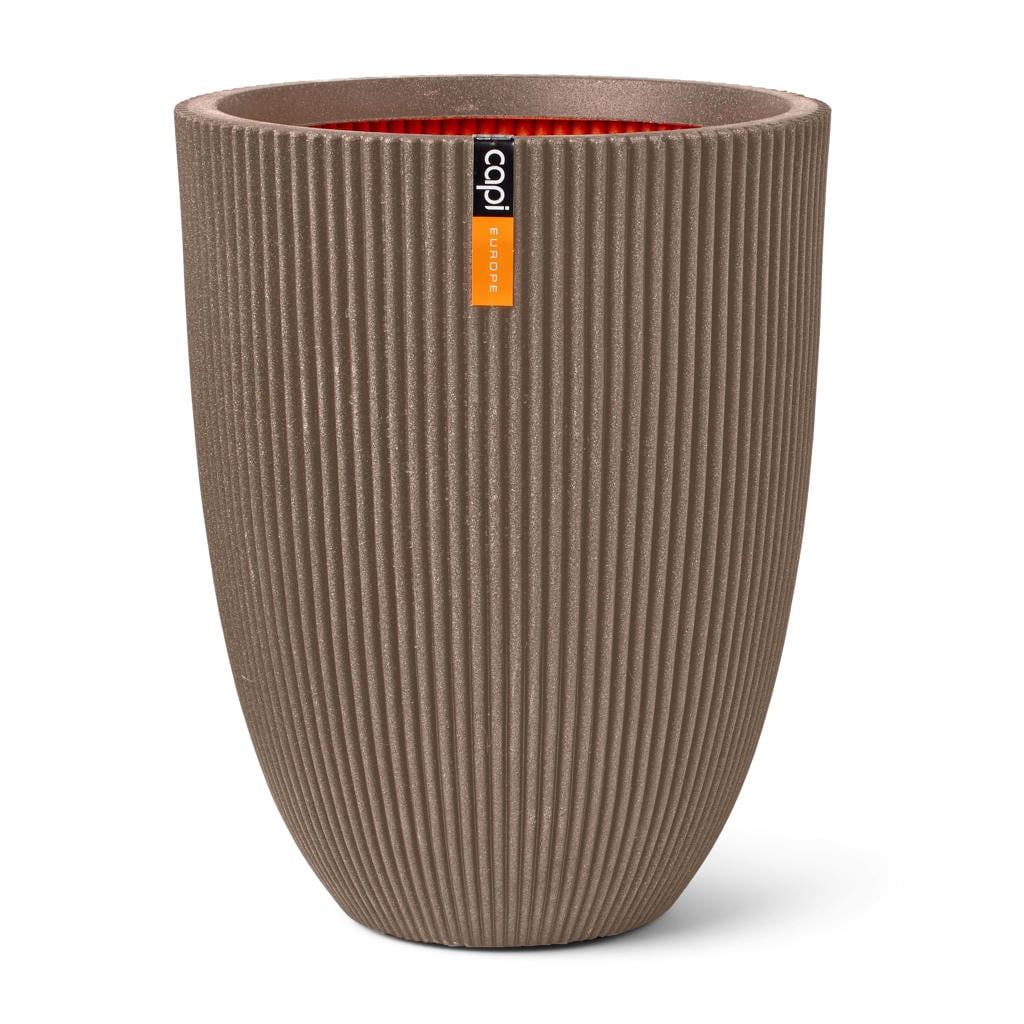 Capi vaas Groove elegant laag (46x58 cm) warm taupe