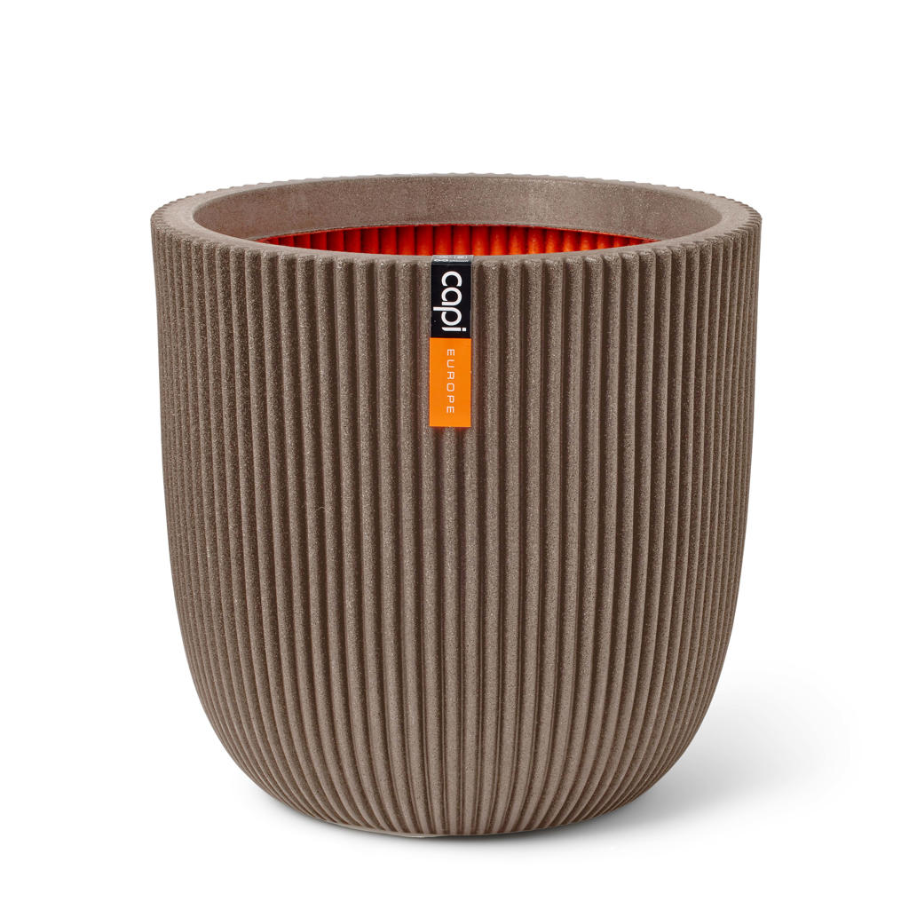 Capi pot Groove bol (43x41 cm) warm taupe