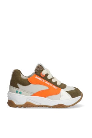 Ciske Chunky leren sneakers beige/oranje