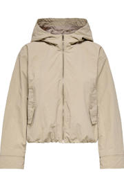 thumbnail: Beige dames ONLY tussenjas van nylon met effen, lange mouwen, capuchon en ritssluiting