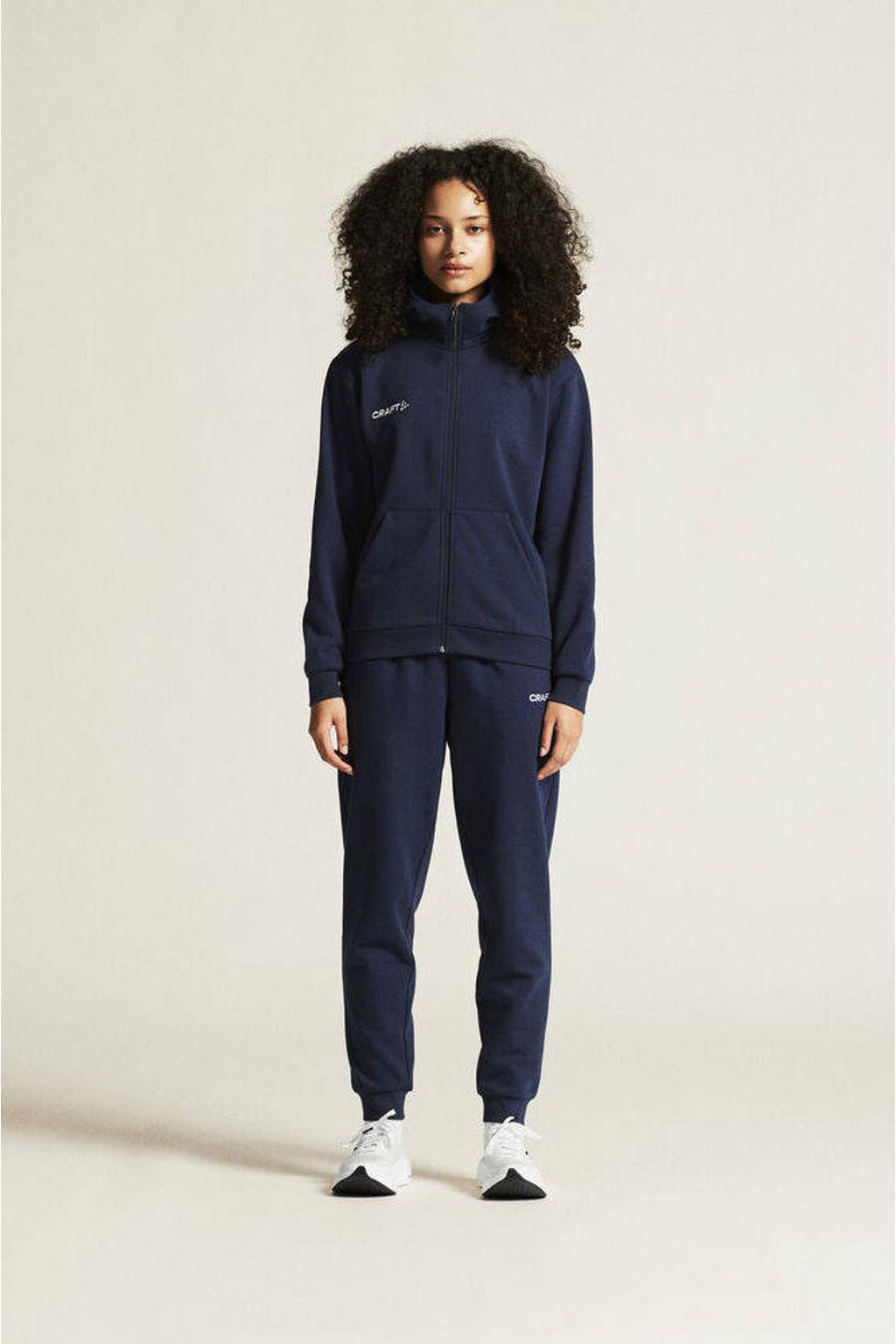Donkerblauwe dames Craft joggingbroek Community van sweat materiaal met regular fit, regular waist en effen