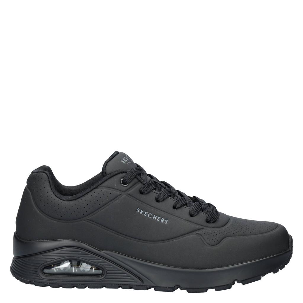 Zwarte heren Skechers sneakers van imitatieleer met veters