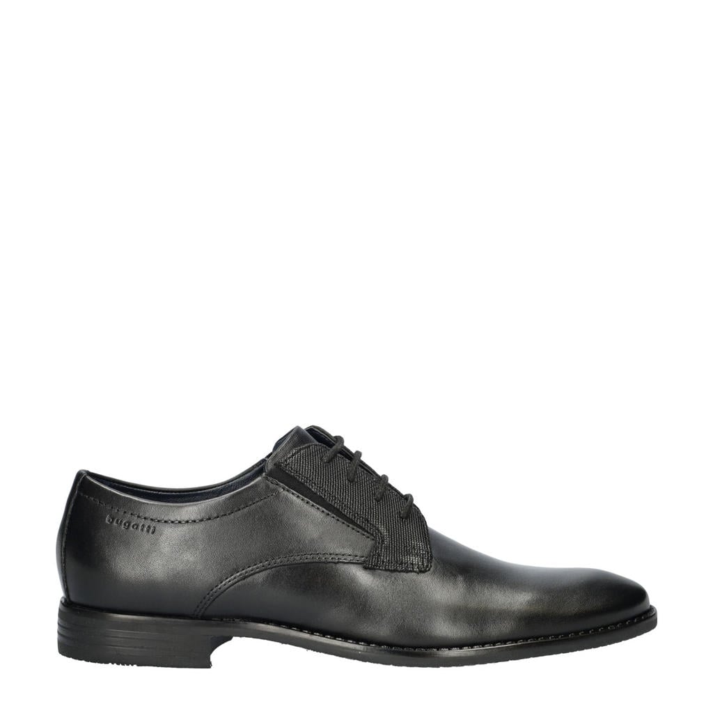 Zwarte heren Bugatti leren veterschoenen