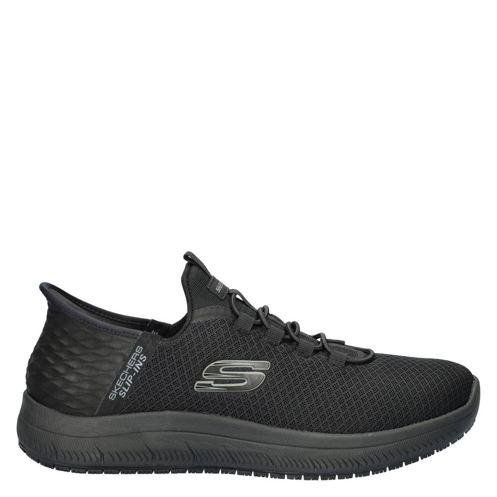 Zwarte heren Skechers Hands Free Slip-Ins Summits SR sneakers van textiel met elastische veters