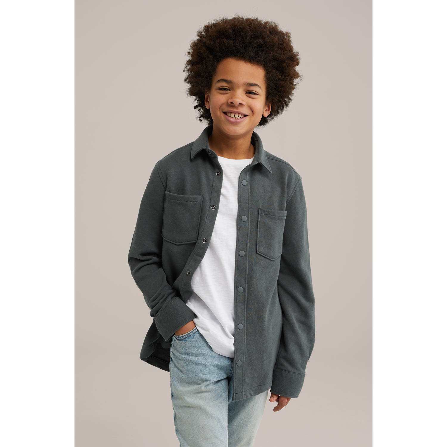 WE Fashion Blue Ridge overhemd grijs