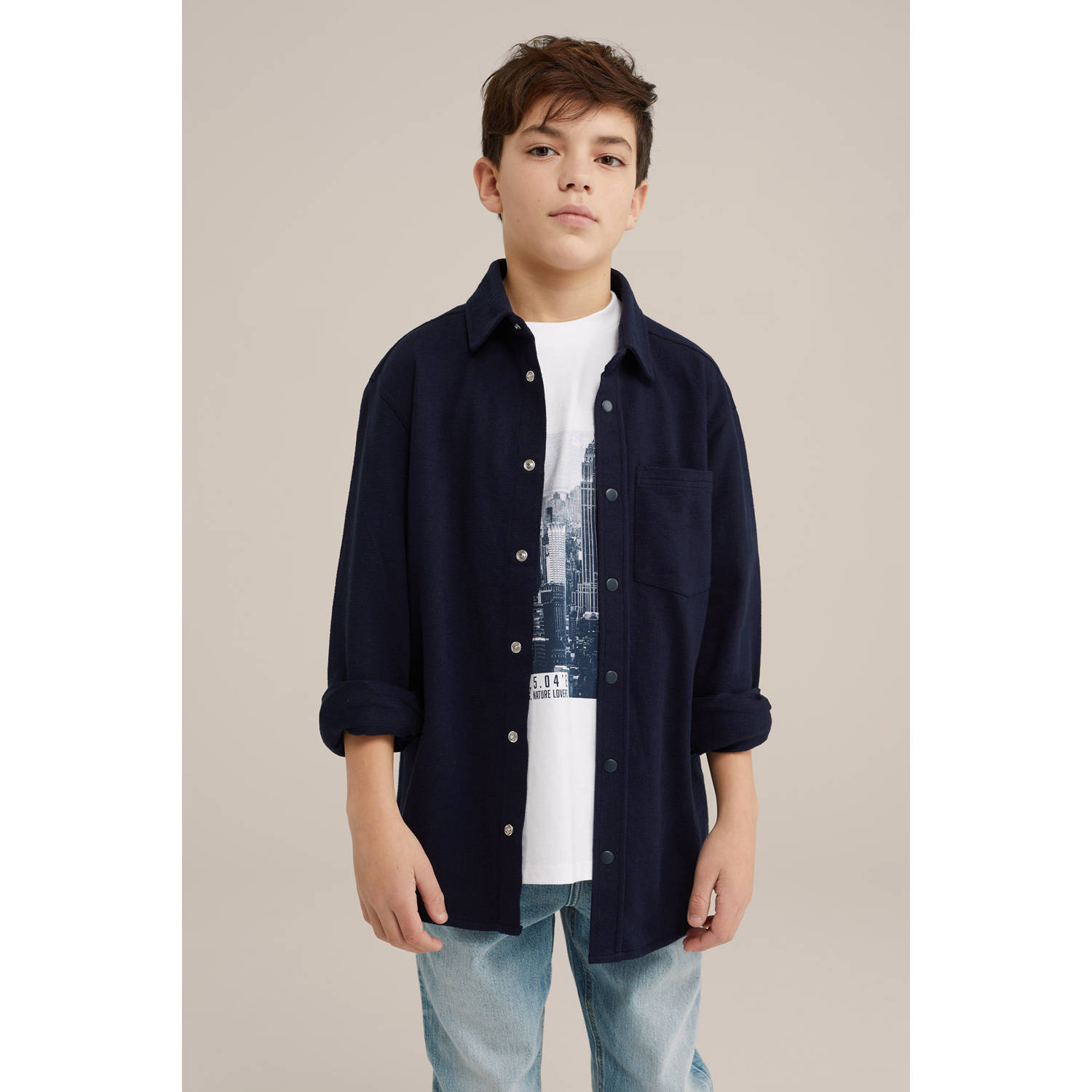 WE Fashion overhemd donkerblauw