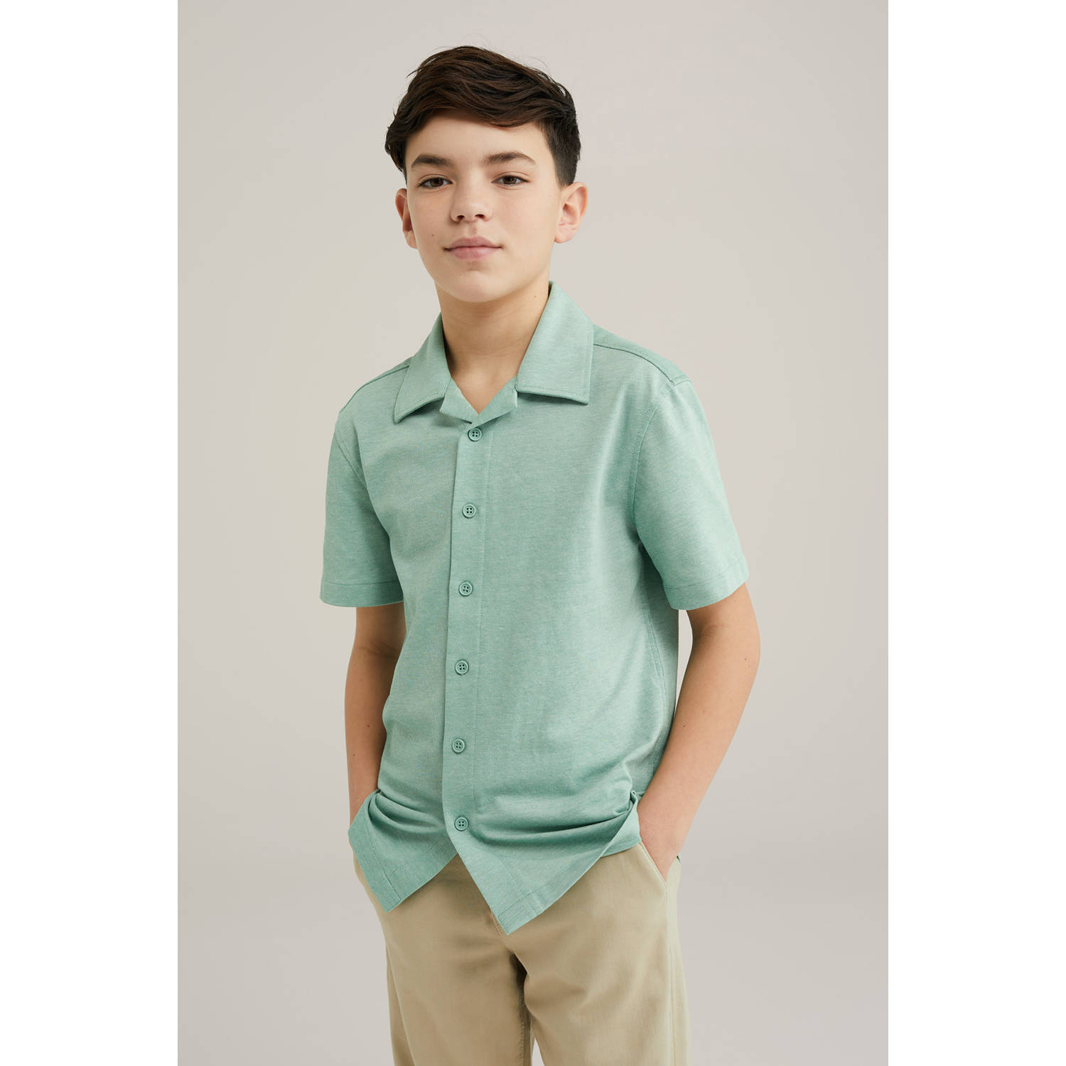 WE Fashion Blue Ridge overhemd groen