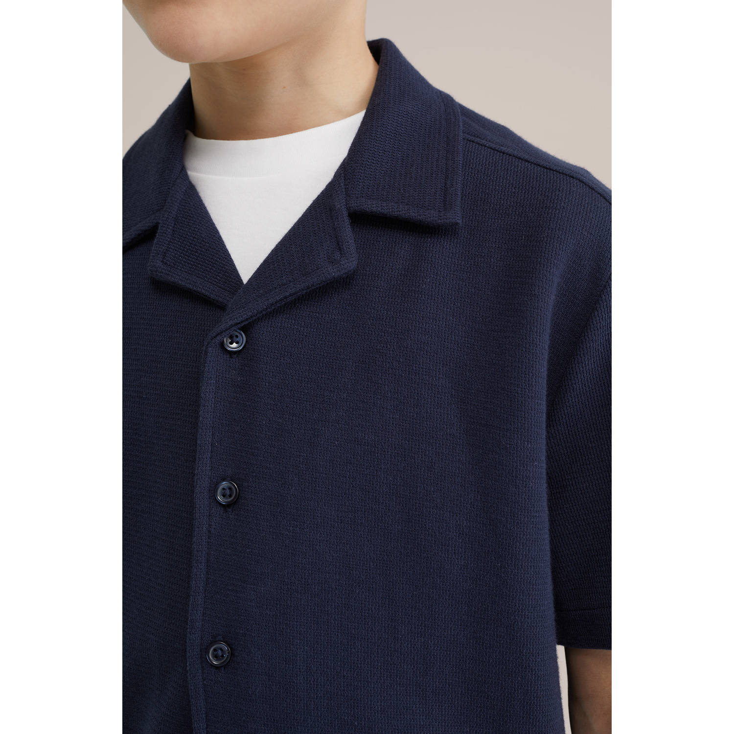 WE Fashion Blue Ridge overhemd donkerblauw