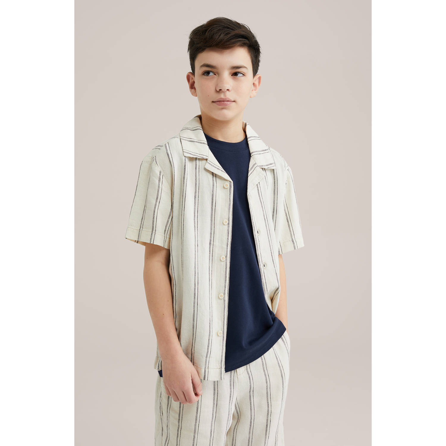 WE Fashion Blue Ridge overhemd beige