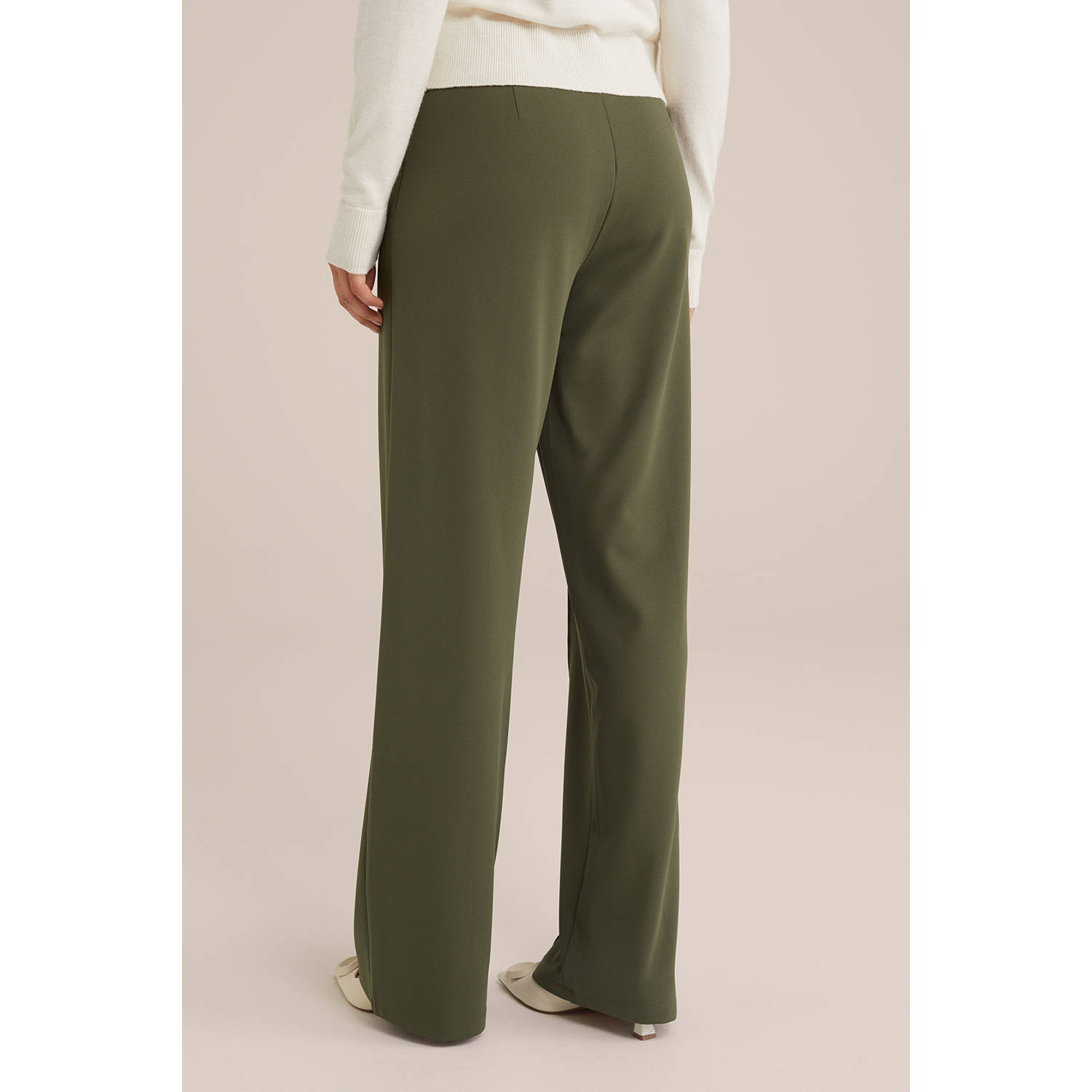 WE Fashion straight regular waist broek donkergroen