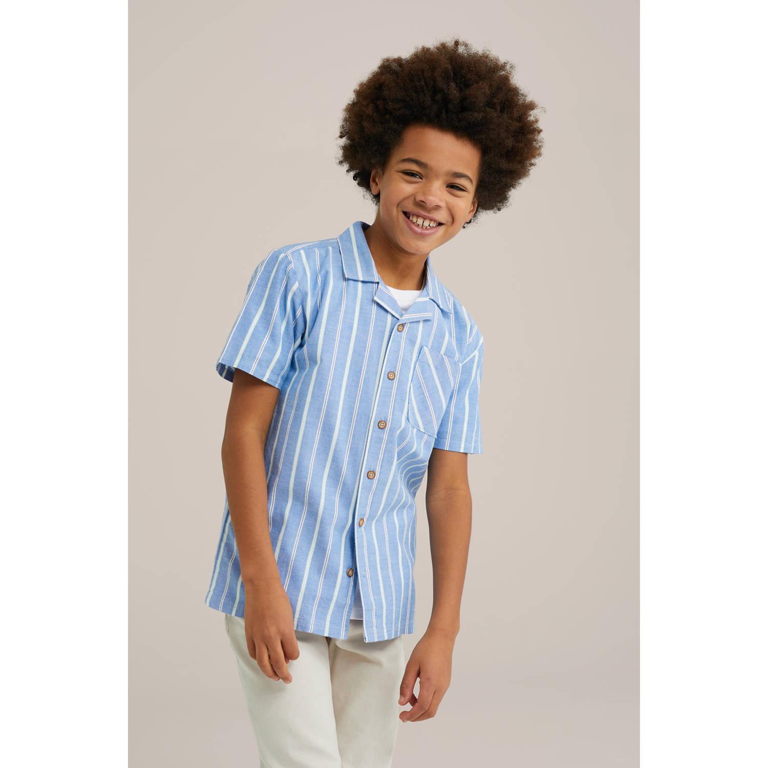 WE Fashion Blue Ridge overhemd lichtblauw