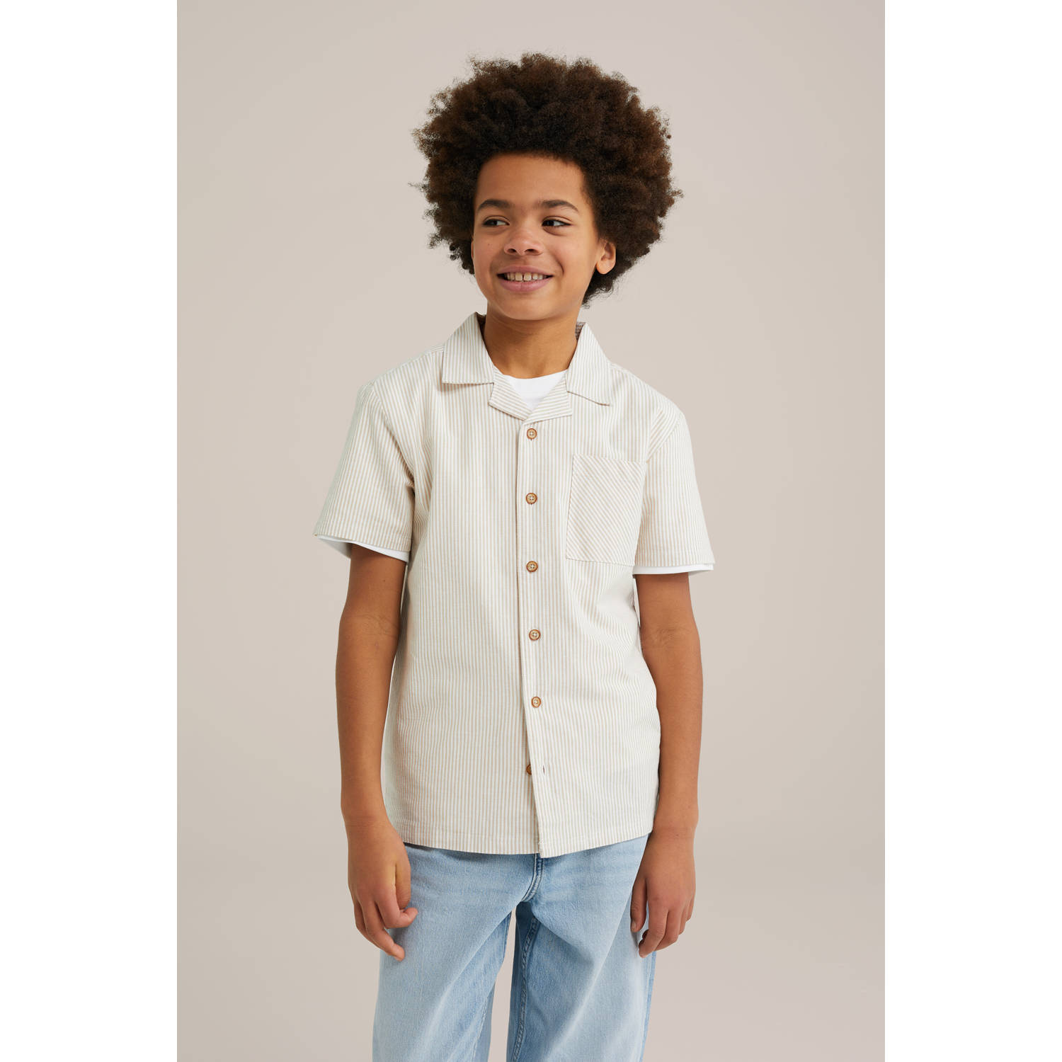 WE Fashion Blue Ridge overhemd beige