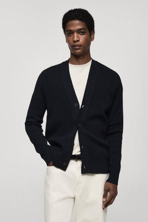 vest fijn gebreid donkerblauw