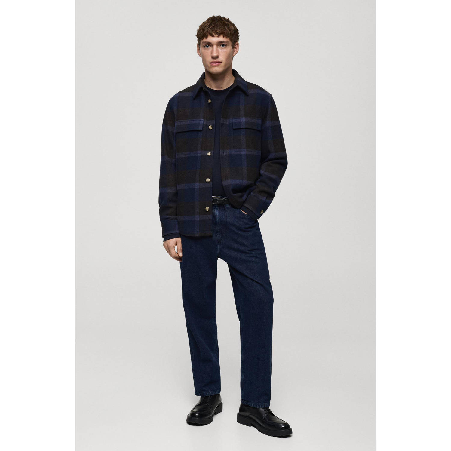 Mango Man overshirt donkerblauw