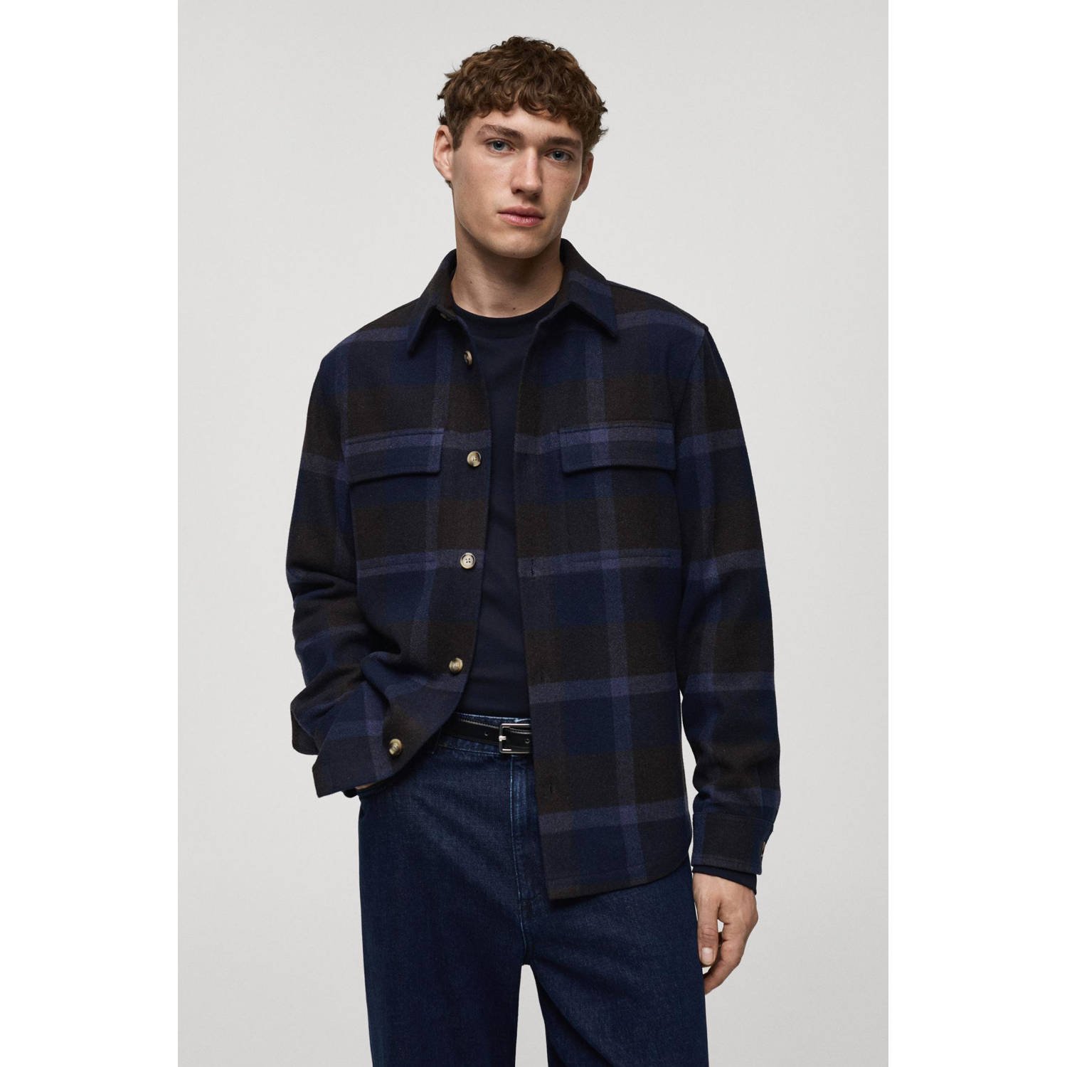 Mango Man overshirt donkerblauw