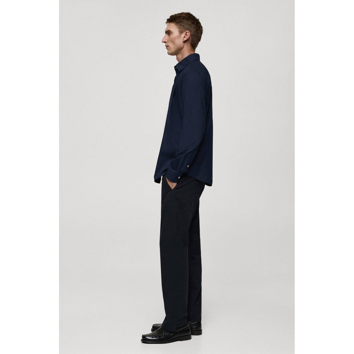 Mango Man zakelijk overhemd donkerblauw
