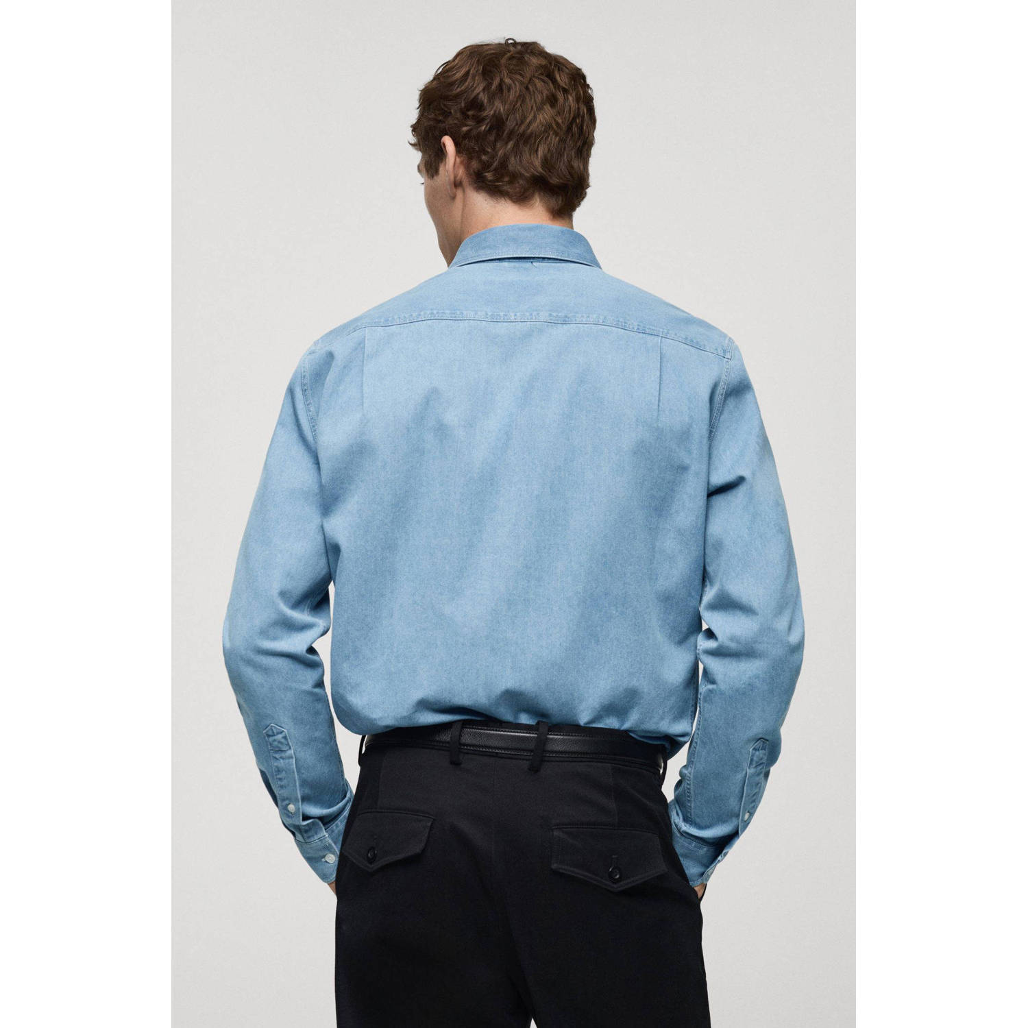 Mango Man casual overhemd blauw