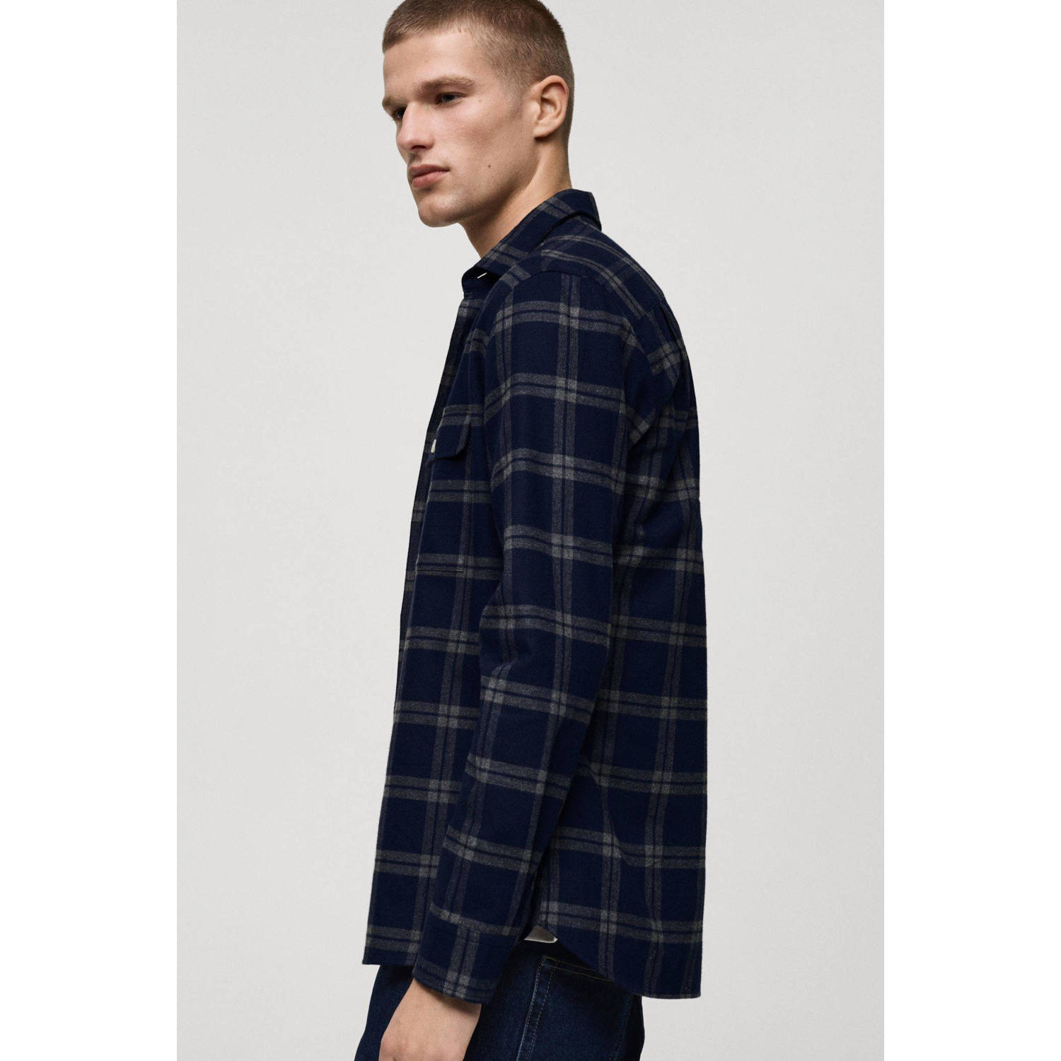 Mango Man overshirt donkerblauw