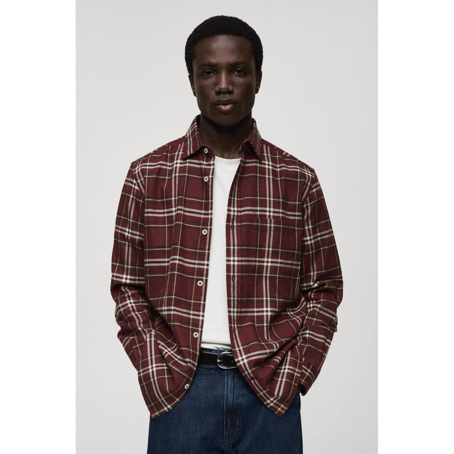 Mango Man casual overhemd donkerrood