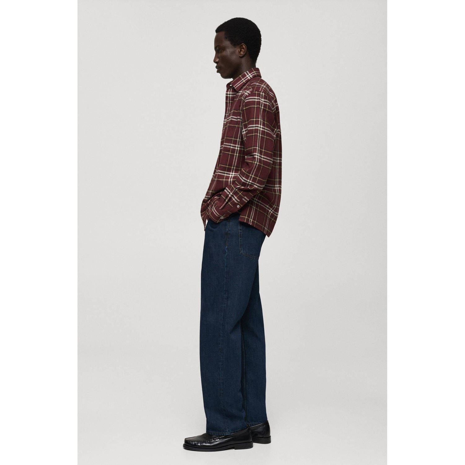 Mango Man casual overhemd donkerrood