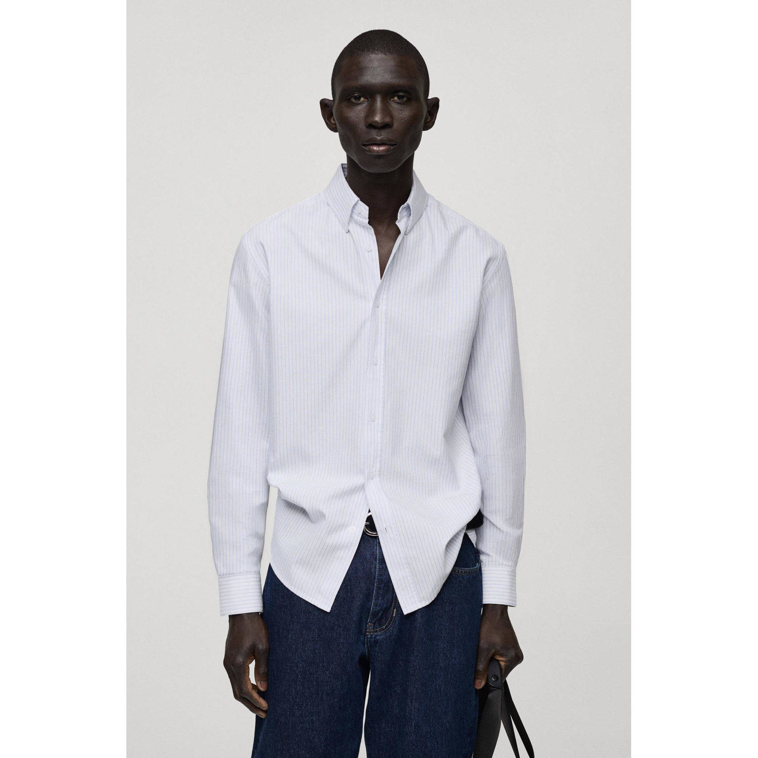 Mango Man casual overhemd lichtblauw