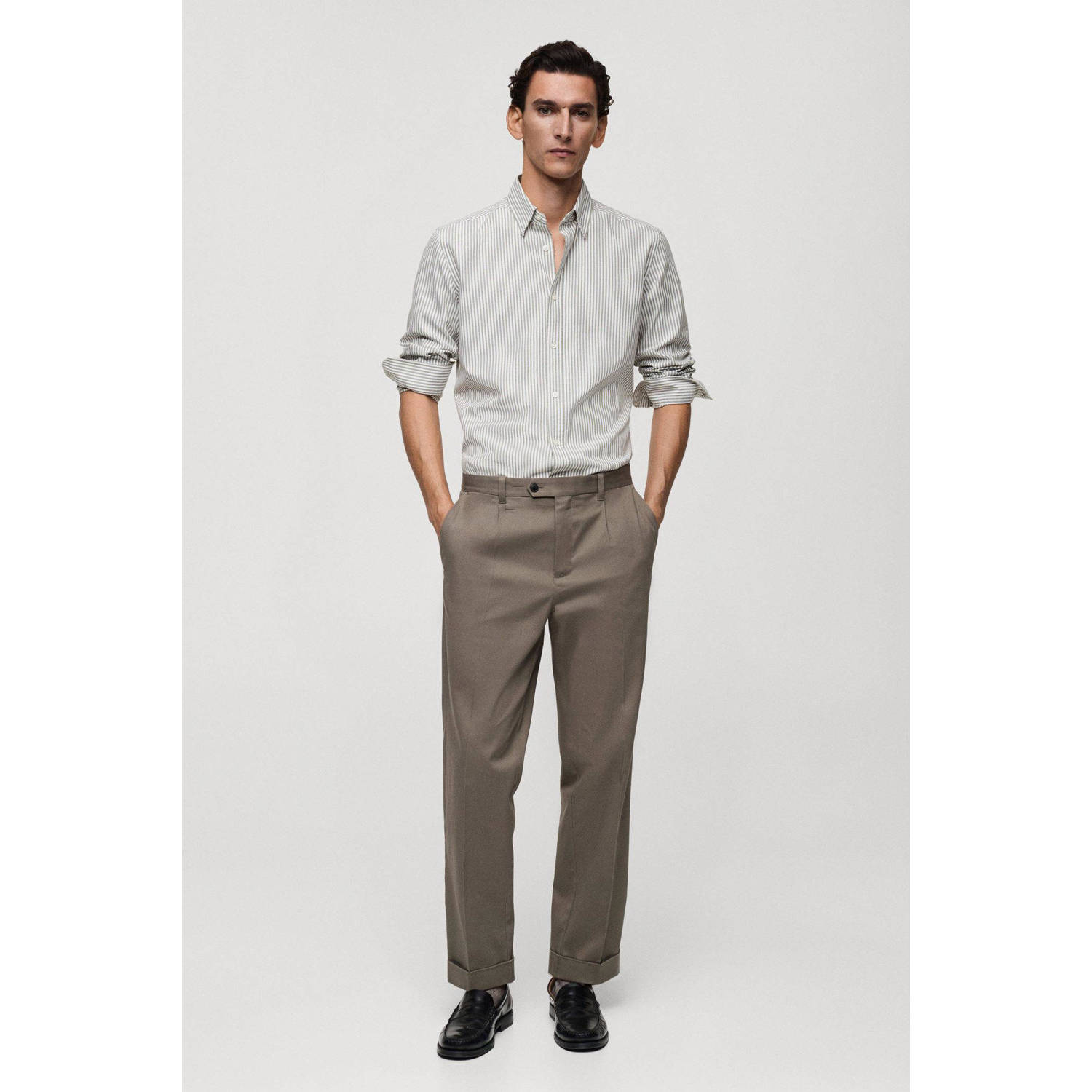Mango Man casual overhemd groen