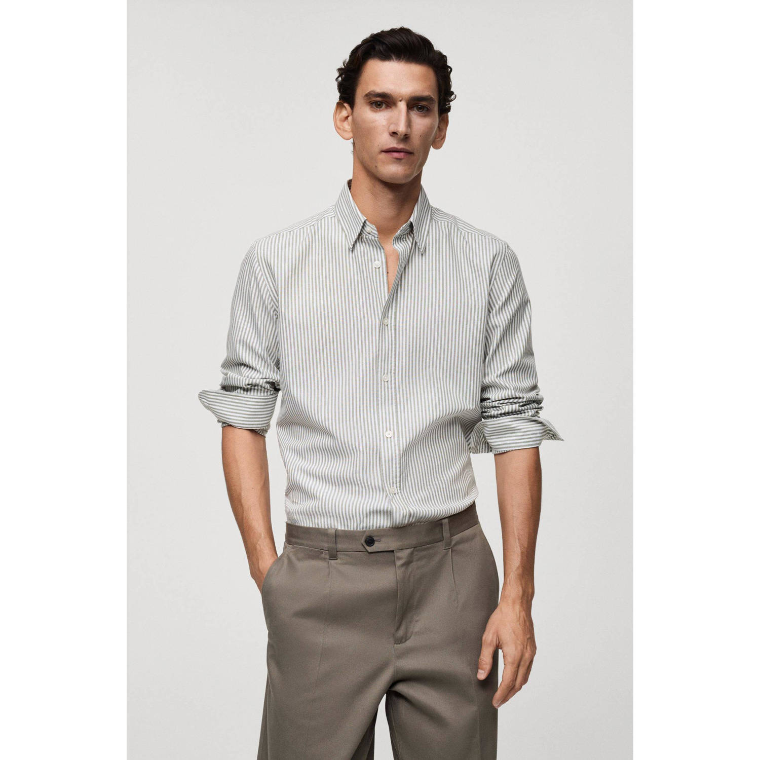 Mango Man casual overhemd groen