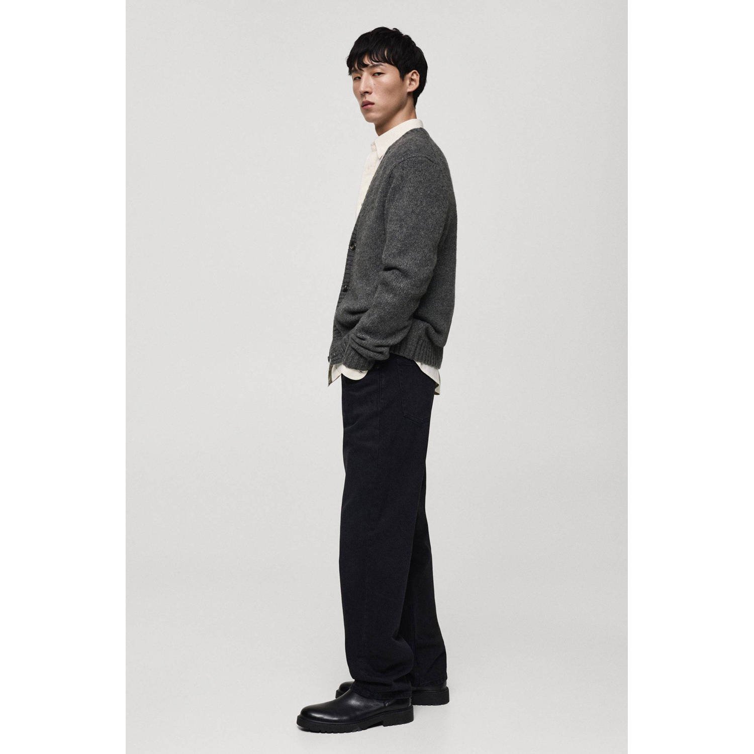 Mango Man gebreid vest grijs