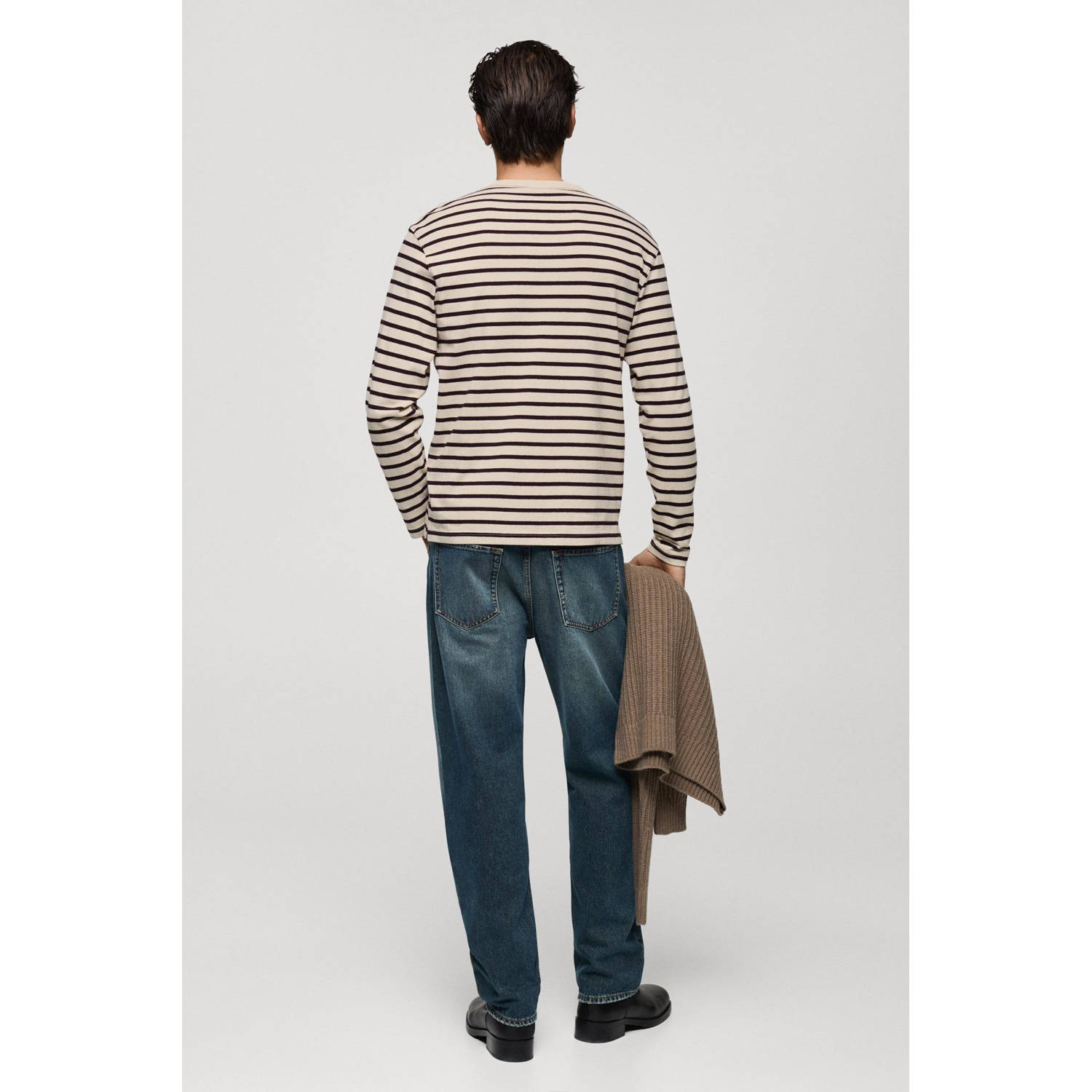 Mango Man longsleeve beige donkerrood