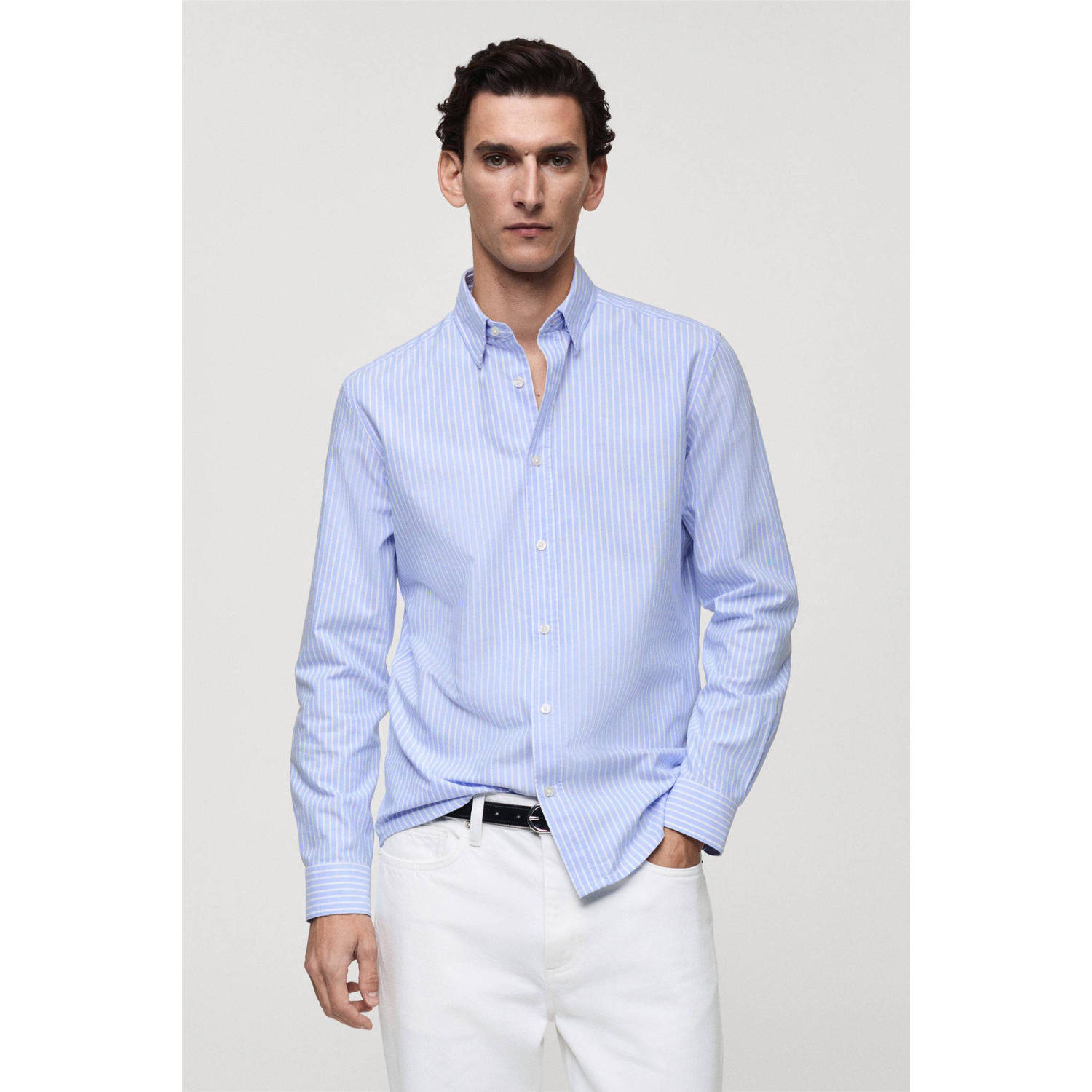 Mango Man casual overhemd blauw