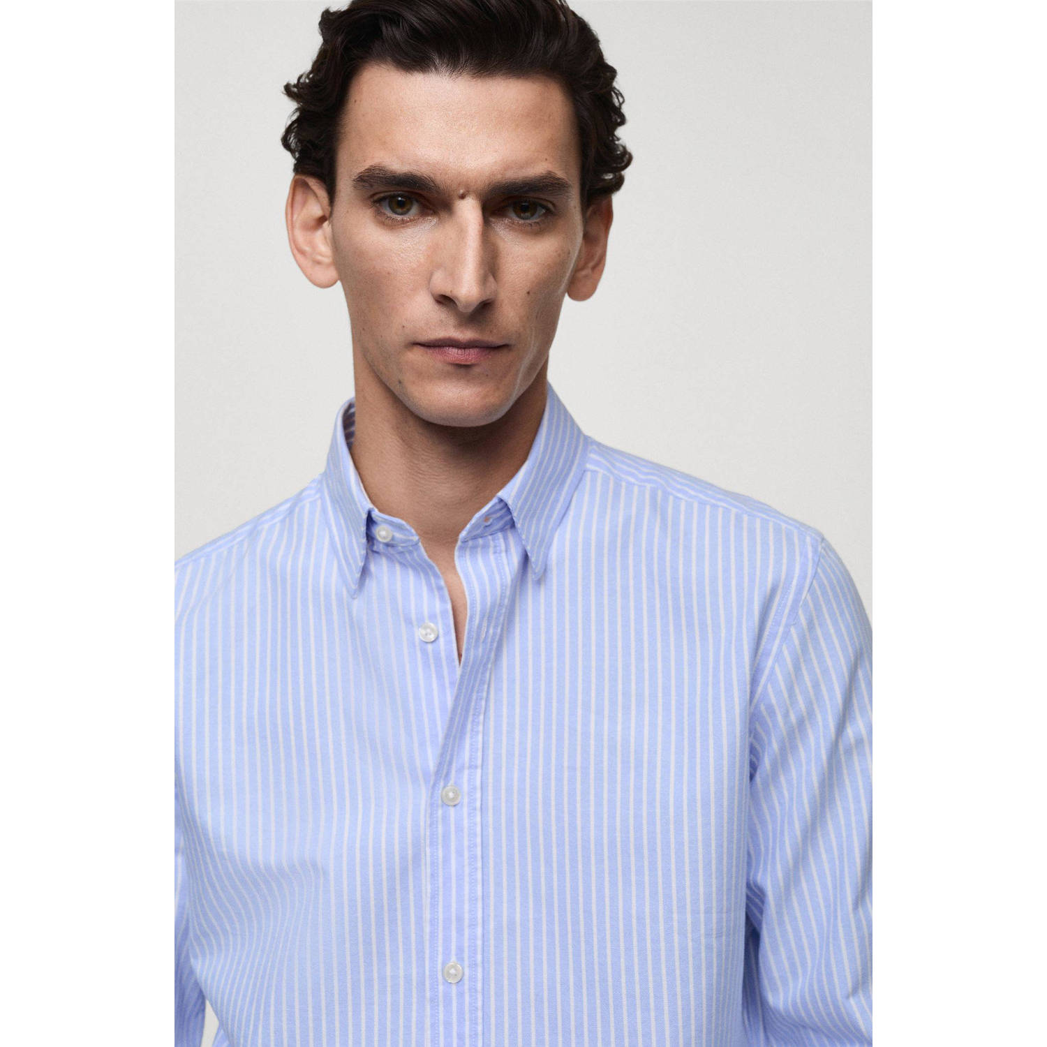 Mango Man casual overhemd blauw