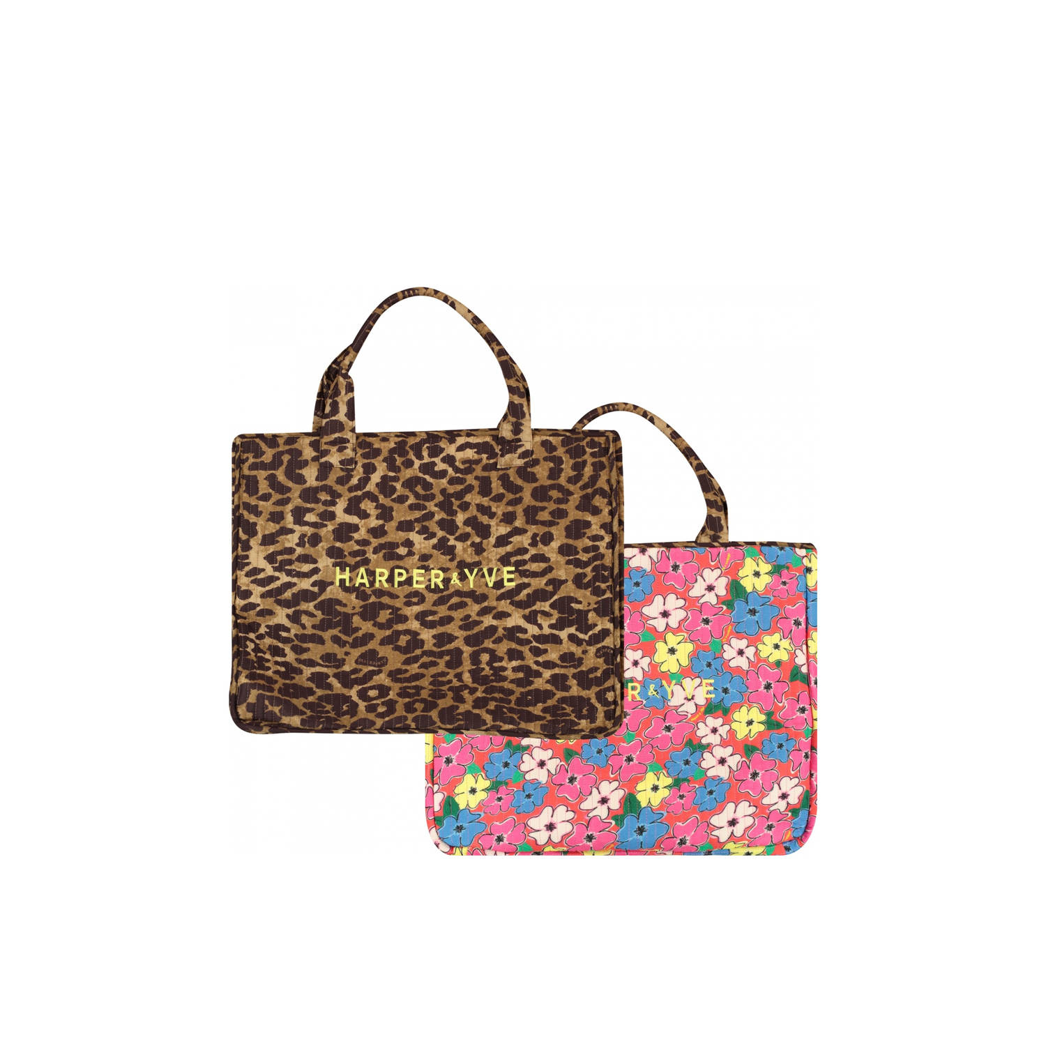 HARPER & YVE reversible shopper Lexie met panter- en bloemenprint