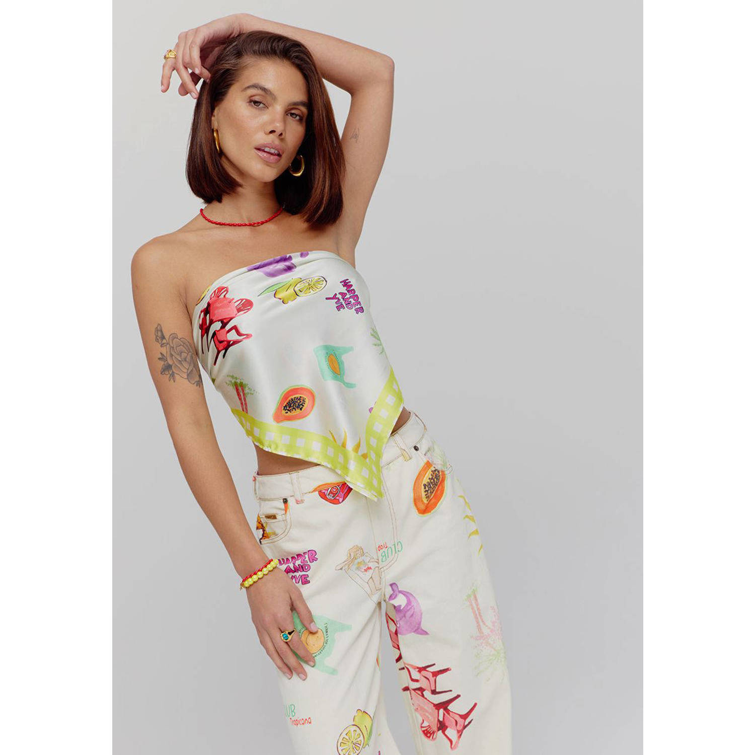 HARPER & YVE X Tessa sjaal Tropicana met all-over print multi