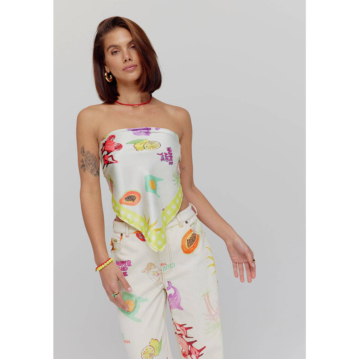 HARPER & YVE X Tessa sjaal Tropicana met all-over print multi