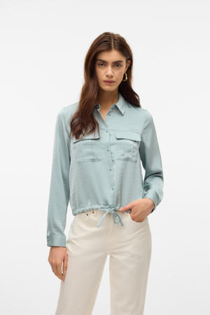 satijnen blouse lichtblauw