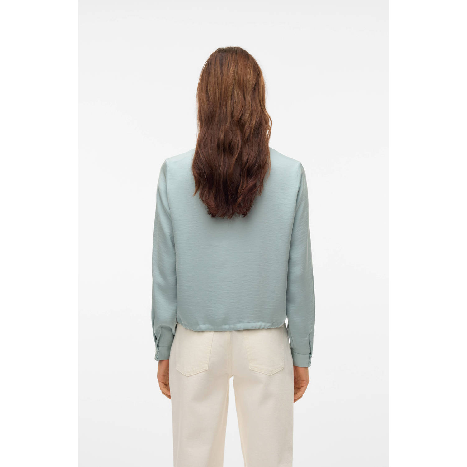 VERO MODA satijnen blouse lichtblauw
