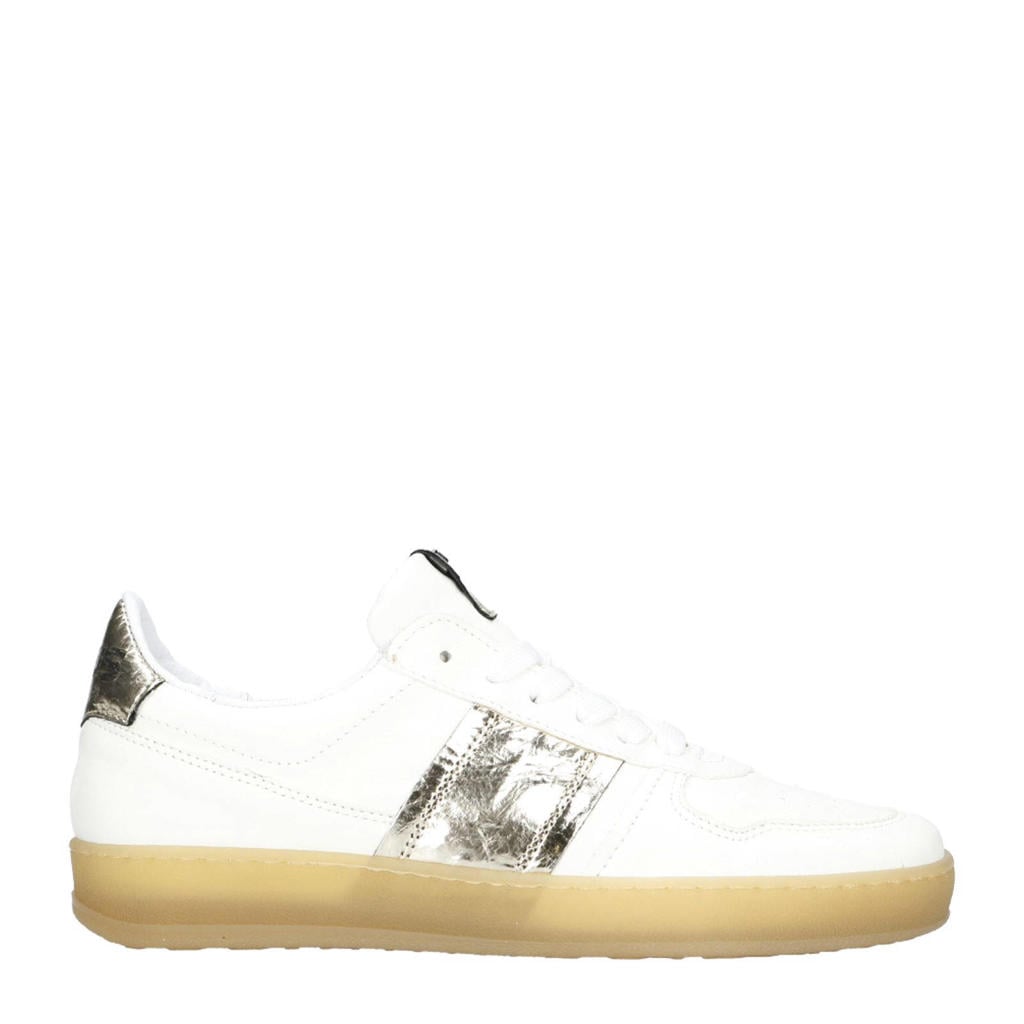 Witte dames Mjus Genova leren sneakers met veters