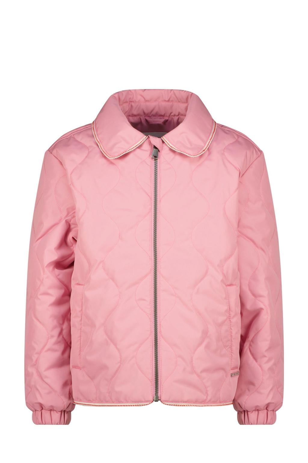 Roze meisjes Vingino jack van polyester met lange mouwen, klassieke kraag, ritssluiting en quilted
